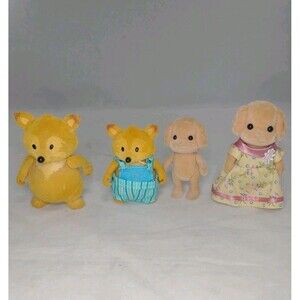 Sylvanian Calico Critters Woodez lot Of 4 ~Toy Poodle, Foxes Are Missing Tails